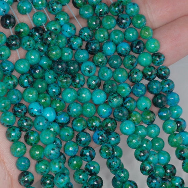 6mm Turquoise Chrysocolla Gemstone Round Loose Beads 15.5 inch Full Strand (90114162-206)