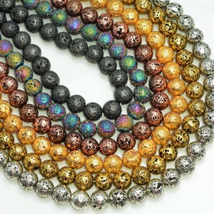 10mm Plated Lava Gemstone Grade AAA Round Loose Perlen Full Strand