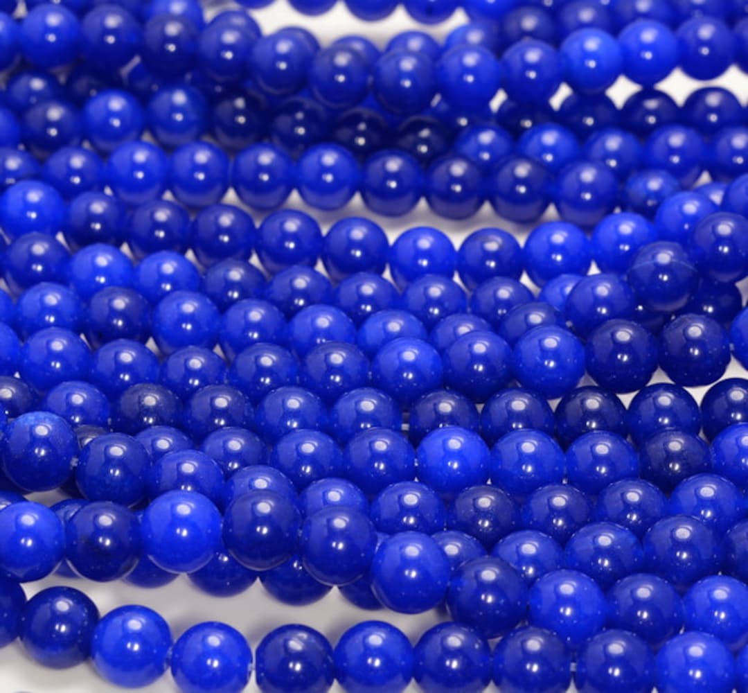 8MM Deep Blue Jade Gemstone Round Beads 15 Inch Full Strand BULK LOT 1