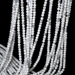 2MM White Turquoise Howlite Gemstone Round 2MM Loose Beads 16 inch Full Strand LOT 1,2,6,12 and 50 (90113983-107 - 2mm A)