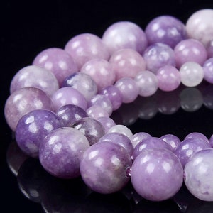 Natural Lilac Lepidolite Gemstone Round 4MM 6MM 8MM 10MM Loose Beads BULK LOT 1,2,6,12 and 50 (D457)