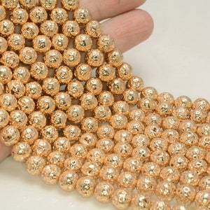 8mm 18k Vergoldete Lava Edelstein Grade AAA Runde Lose Perlen 15,5 Zoll Vollstrang LOT 1,2,6,12 und 50 (80005709-476)