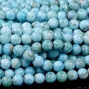 Natural Dominican Larimar Gemstone Round 5MM 6MM 7MM 8MM 9MM 10MM Loose Beads BULK LOT 1,2,6,12 and 50 (D444)
