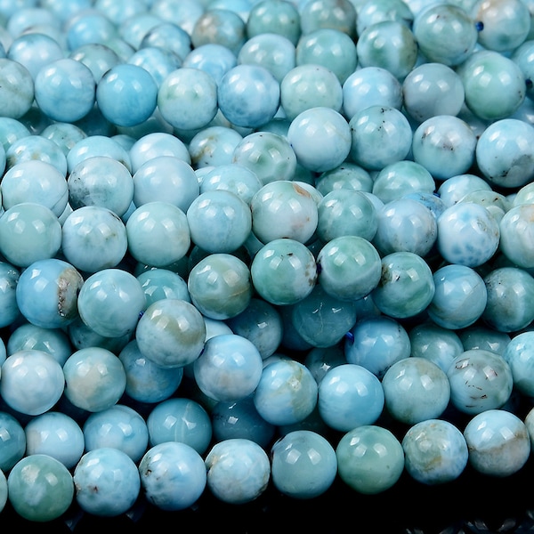 Natural Dominican Larimar Gemstone Round 5MM 6MM 7MM 8MM 9MM 10MM Loose Beads BULK LOT 1,2,6,12 and 50 (D444)