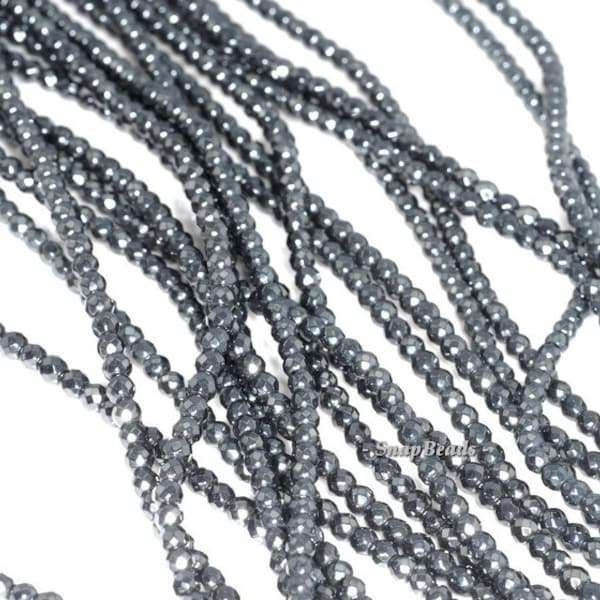 3MM Noir Hematiet Edelsteen Facet Rond 3MM Losse Kralen 16 inch Full Strand LOT 1,2,6,12 en 50 (90113953-107 - 3mm B)