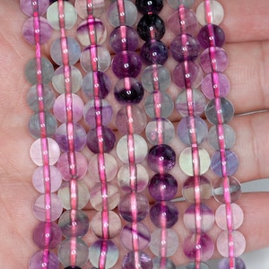 7mm Rainbow Fluorite Gemstone Grade AA Round Beads 15.5 inch Full Strand BULK LOT 1,2,6,12 and 50 (90187763-686)