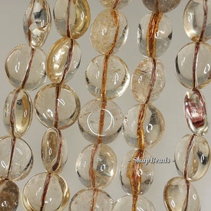 13mm Lemon Smoky Quartz Gemstone Flat Round Loose Beads 7 inch Half Strand LOT 1,2,6 and 12 (90144189-B22-539)