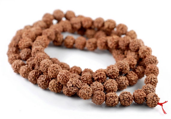 7mm Natural Rudraksha Bodhi Seed Mala Meditation 108 Beads Red Brown Round 30/"