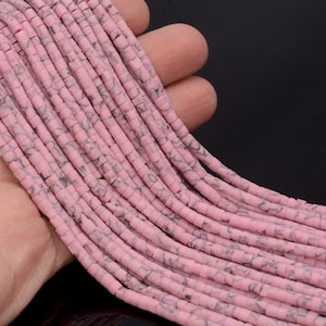 3x3mm Turquoise Gemstone Light Pink Round Tube Heishi Loose Beads 12.5 inch Full Strand LOT 1,2,6,12 and 50 (80005631-473)
