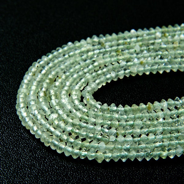3x2MM  Prehnite Gemstone Grade AAA Bicone Faceted Rondelle Saucer Loose Beads BULK LOT 1,2,6,12 and 50 (P1)