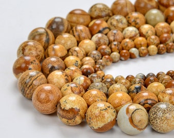 Genuine Natural Picture Jasper Gemstone Grade Aa Round 4mm 6mm 8mm 10mm Loose Beads Full Strand BULK LOT 1,2,6,12 and 50