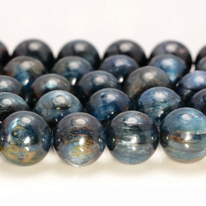 Kyanite Gemstone Blue Black Grade A 6mm 8mm 9mm 10mm 11mm 12mm 13mm 14mm 15mm Round Loose Beads Half Strand A217 image 5