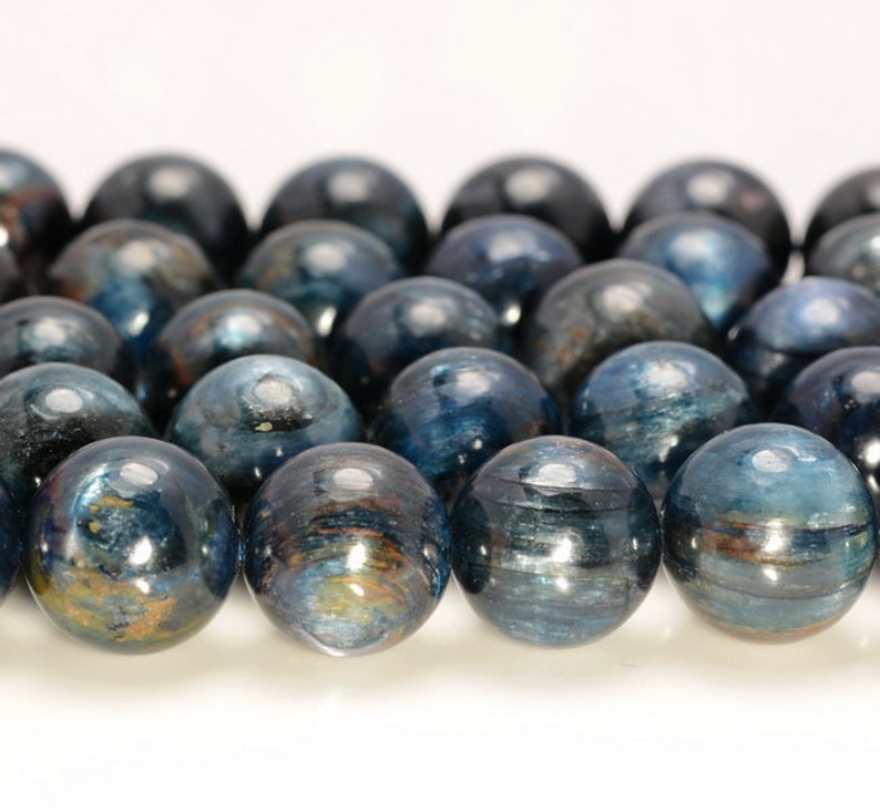 Kyanite Gemstone Blue Black Grade A 6mm 8mm 9mm 10mm 11mm 12mm 13mm 14mm 15mm Round Loose Beads Half Strand A217 image 5