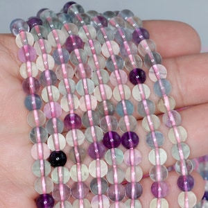 6mm Rainbow Fluorite Gemstone Grade AAA Round Beads 15.5 inch Full Strand BULK LOT 1,2,6,12 and 50 (90187782-684)
