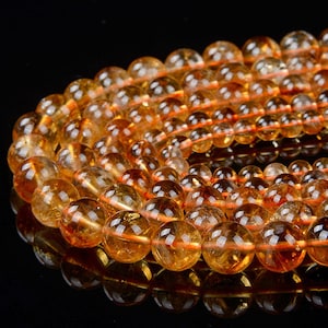 Natural Citrine Gemstone Grade AAA Round 4MM 5MM 6MM 7MM 8MM 9MM 10MM 11MM 12MM 13MM Loose Beads (D93)