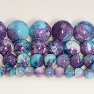 Ocean Jade Dyed Purples Blue Violets Gemstone 4mm 6mm 8mm 10mm Round Loose Beads (A225)