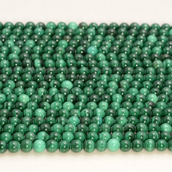 2MM Genuine Natural Malachite Gemstone Grade AA Round Loose Beads 15.5 inch Full Strand BULK LOT 1,2,6,12 and 50 (80007296-488)