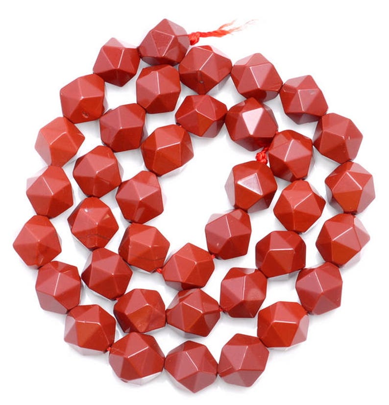 80005142-M15 10MM Red Jasper Beads Star Cut Faceted Grade AAA Genuine Natural Brazil Gemstone Loose Beads 14.5 LOT 1,3,5,10 and 50