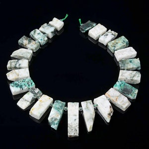 55X14-22X13MM Natural Phoenix Stone Chrysocolla Gemstone Gradated Slice Stick Points Beads 15.5 inch Full Strand BULK LOT(80016526-S14)