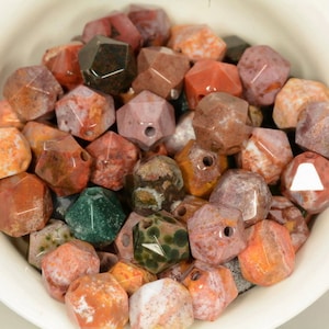 6MM Genuine Ocean Jasper Beads Star Cut Faceted Grade AAA Genuine Natural Gemstone Loose Beads 14.5&quot; LOT 1,3,5,10 and 50 (80006002-M26)