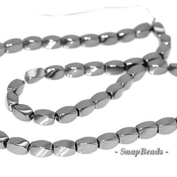 Noir Black Hematite Gemstone Black Twisted Barrel Drum 8x5mm Loose Beads 7,5 pollici Half Strand (90144835-337)