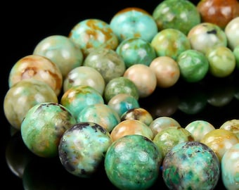 Natural Peruvian Turquoise Gemstone Round 6MM 8MM 10MM Loose Beads BULK LOT 1,2,6,12 and 50 (D457)