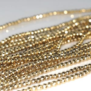 2mm 18K Gold Hematite Gemstone Faceted Round Loose Beads 15.5 inch Full Strand LOT 1,2,6,12 and 50 (90185449-840)