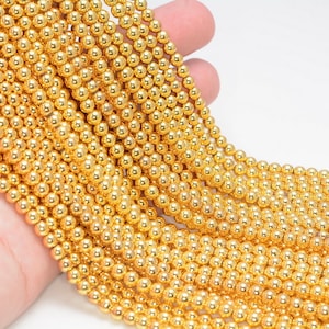 2mm Titanium Gold Hematite Gemstone Round 2mm Loose Beads 16 inch Full Strand LOT 1,2,6,12 and 50 (80006006-483)