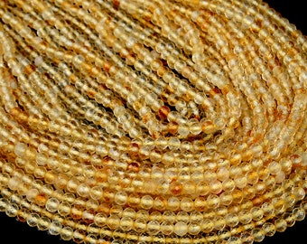 Natural Citrine Gemstone Grade AAA Micro Faceted Round 2MM 3MM Beads BULK LOT 1,2,6,12 and 50 (P10)