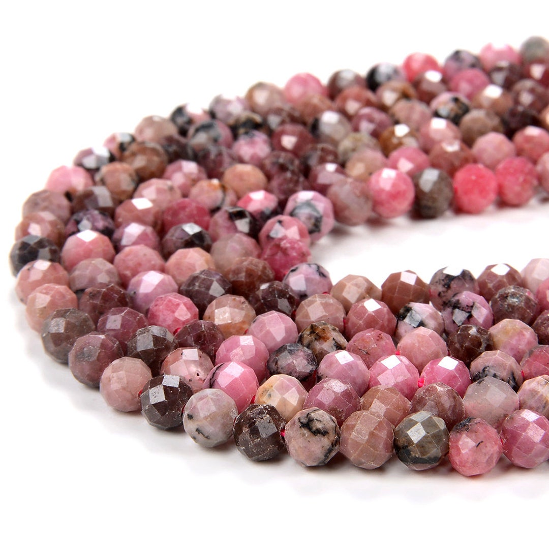 5MM Rhodonite Gemstone Grade AA Micro Faceted Round Beads 15.5 Inch ...