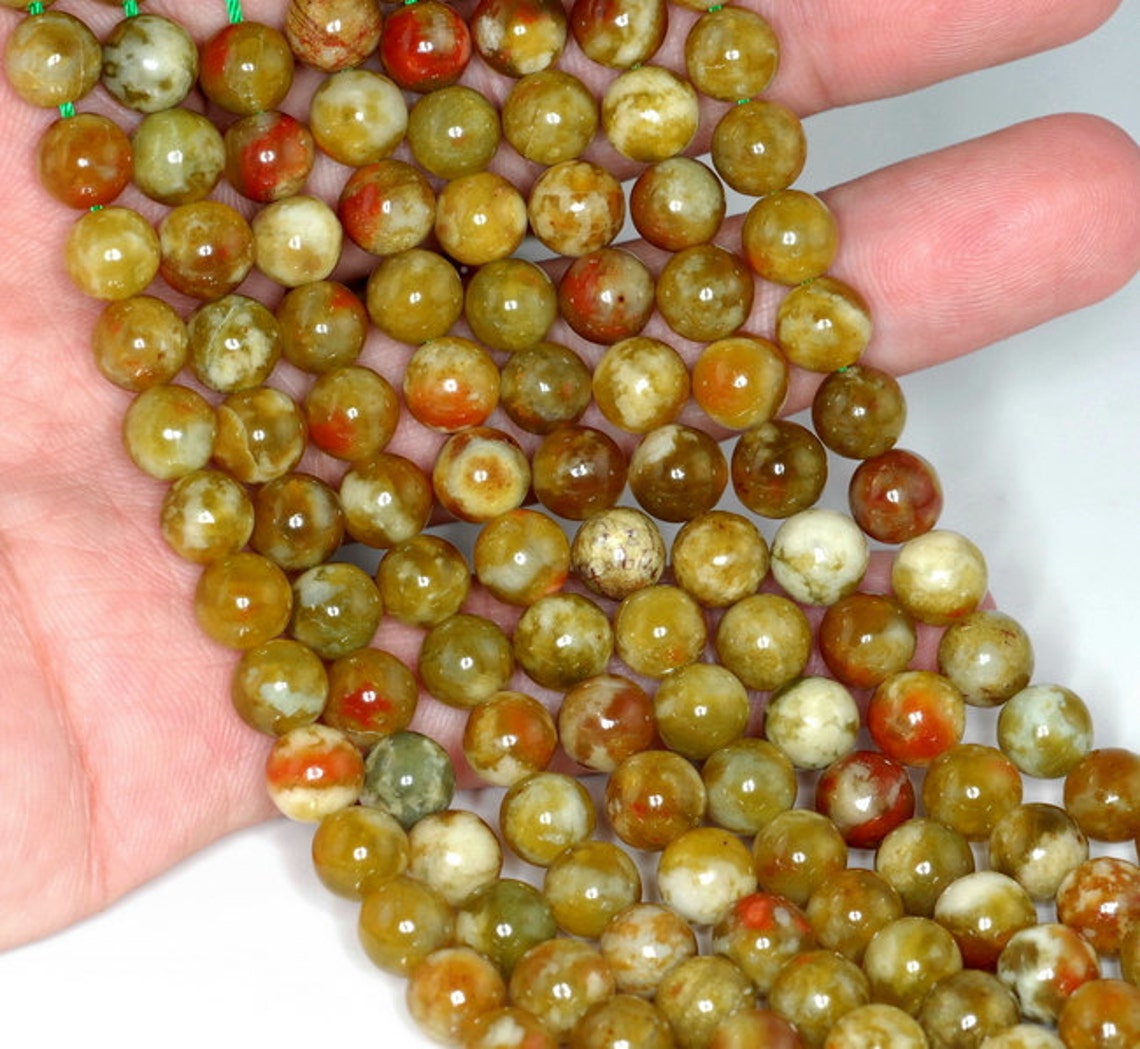 8mm Russian Serpentine Gemstone Grade AAA Green Red Round 8mm Etsy