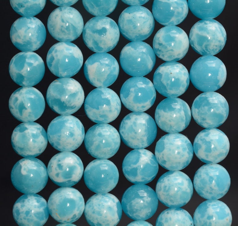 Larimar Quartz Gemstone Synthetic Larimar Grade AAA Sky Blue 4mm 6mm 8mm 10mm 12mm Round Loose Beads BULK LOT 1,2,6,12 and 50 A234 image 4