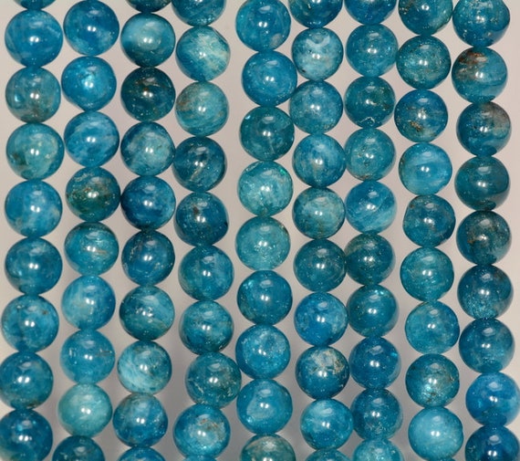 5-6MM APATITE GEMSTONE GRADE A DEEP BLUE ROUND 5-6MM LOOSE BEADS 15.5/"