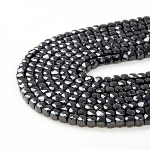 4MM Black Spinal Gemstone Grade AAA Micro Faceted Square Cube Loose Beads BULK LOT 1,2,6,12 and 50 (P5)