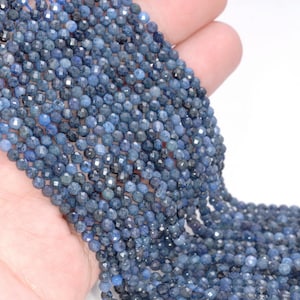 3mm Rare Blue Dumortierite Gemstone Grade AAA Micro Faceted Blue Round Beads 15.5 inch Full Strand BULK LOT 1,2,6,12 and 50 (80004636-344)