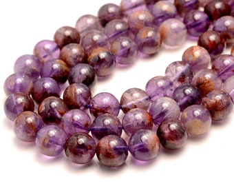 Auralite 23 Cacoxenite Amethyst Quartz Gemstone 4mm 6mm 8mm 10mm 12mm Round Loose Beads Full Strand (A211)