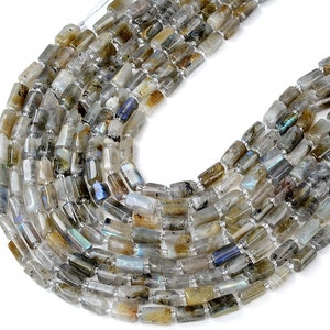 Natural Labradorite Gemstone 12X8MM Faceted Cylinder Round Tube Loose BeadsBULK LOT 1,2,6,12 and 50 (D464)