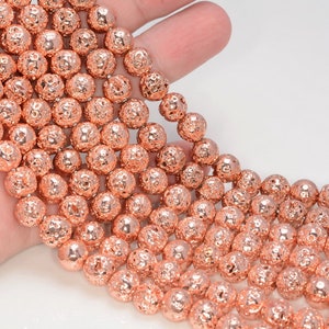 6mm Rose Gold Plated Lava Edelstein Grade AAA Runde lose Perlen 15,5 Zoll voll Strang LOT 1,2,6,12 und 50 (80005696-476)