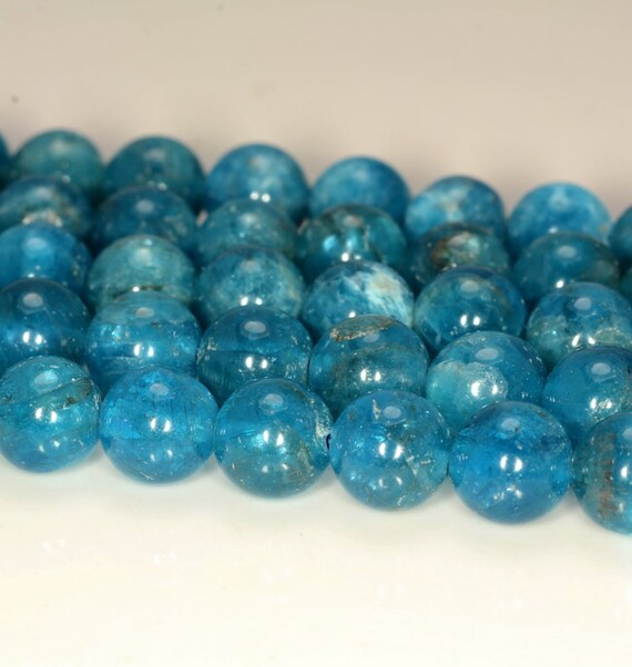 5-6MM APATITE GEMSTONE GRADE A DEEP BLUE ROUND 5-6MM LOOSE BEADS 15.5/"