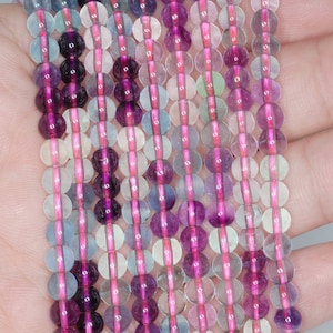 5mm Rainbow Fluorite Gemstone Grade AA Round Beads 15.5 inch Full Strand BULK LOT 1,2,6,12 and 50 (90187790-684)