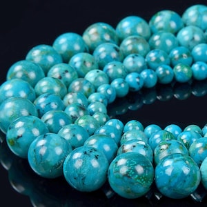 Natural Chrysocolla Gemstone Grade AAA Round 5MM 6MM 7MM 8MM 9MM 10MM 11MM 12MM 13MM Loose Beads BULK LOT 1,2,6,12 and 50 (D318 D319)