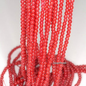 3MM Red Coral Gemstone Grade AA Round 3MM Loose Beads 16 inch Full Strand LOT 1,2,6,12 and 50 (90113106-107-3mm)