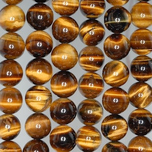 10mm Dark Cognac Tiger Eye Gemstone Yellow Grade AA Round Loose Beads 7.5 inch Half Strand LOT 1,2, and 6 (90186205-732)