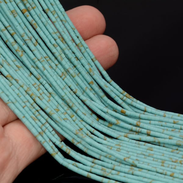 2x2mm Turquoise Gemstone Light Blue Round Tube Heishi 2mm Loose Beads 12.5 inch Full Strand LOT 1,2,6,12 and 50 (80005606-473)