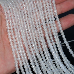 4mm Agate Gemstone Milky White Faceted Round Loose Beads 15  inch Full Strand LOT 1,2,6,12 and 50 (90183823-364)