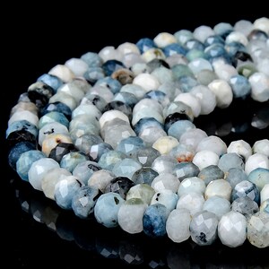 Natural Aquamarine Gemstone Micro Faceted Rondelle 7X5MM Loose Beads BULK LOT 1,2,6,12 and 50 (P90)