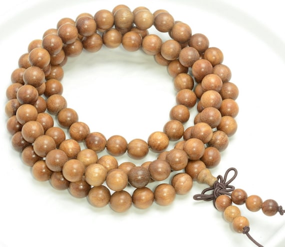 108PCS 8mm Genuine Natural Fragrant Green Sandalwood Prayer