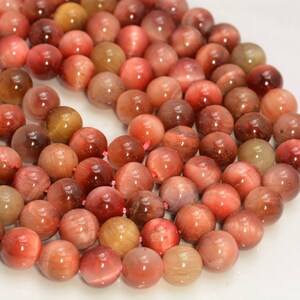 thumbnail image 2 of Natural Rose Red Tiger Eye Gemstone Loose Beads – Round 4mm To 14mm – 15" Strand AAA Quality – Handmade 2 of 3