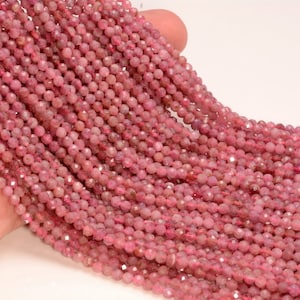 2MM Pink Tourmaline Gemstone Rubylite Grade AAA Micro Faceted Round Loose Beads 15.5 inch Full Strand LOT 1,2,6,12 and 50 (80007153-A244)