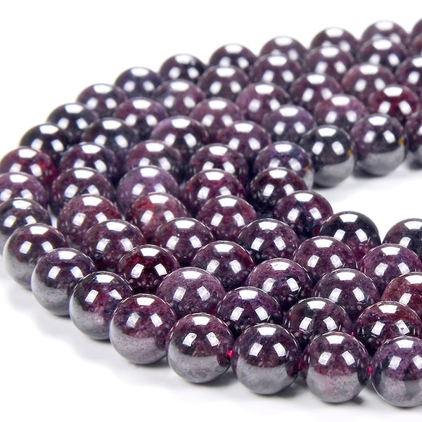 8MM Natural Garnet Purple Red Gemstone Round Loose Beads BULK LOT 1,2,6,12 and 50 (D290)